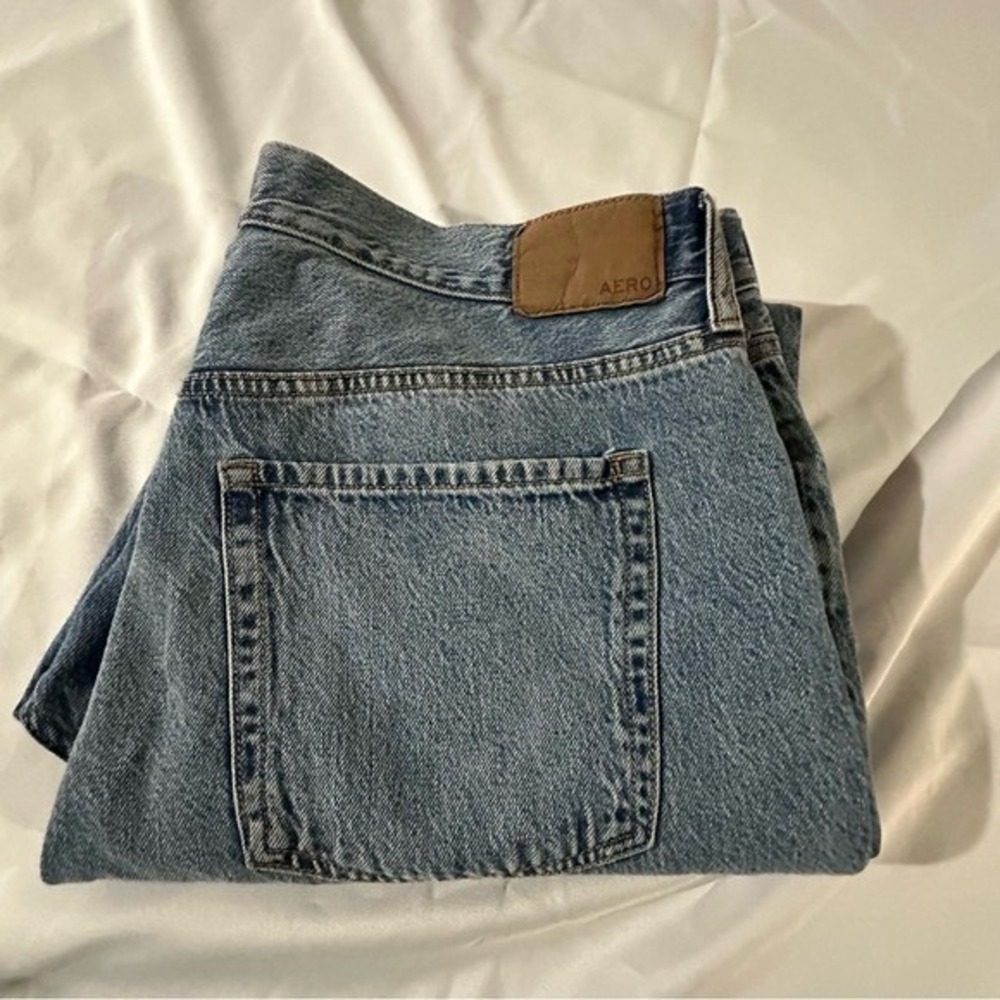 Aeropostale High Rise Baggy Distressed Jeans Blue 14 Reg 100% Cotton - Picture 12 of 14